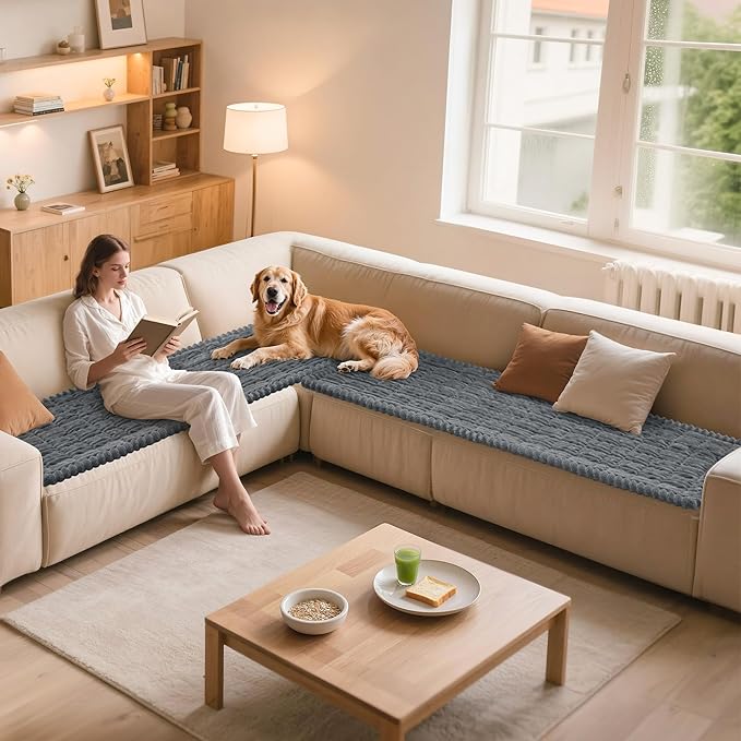 Couch Cover for Dogs Washable, Non Slip Fuzzy Pet Couch Cover Sofa, Thick Soft Sofa Slipcovers Cushion Protector, Pet Friendly
