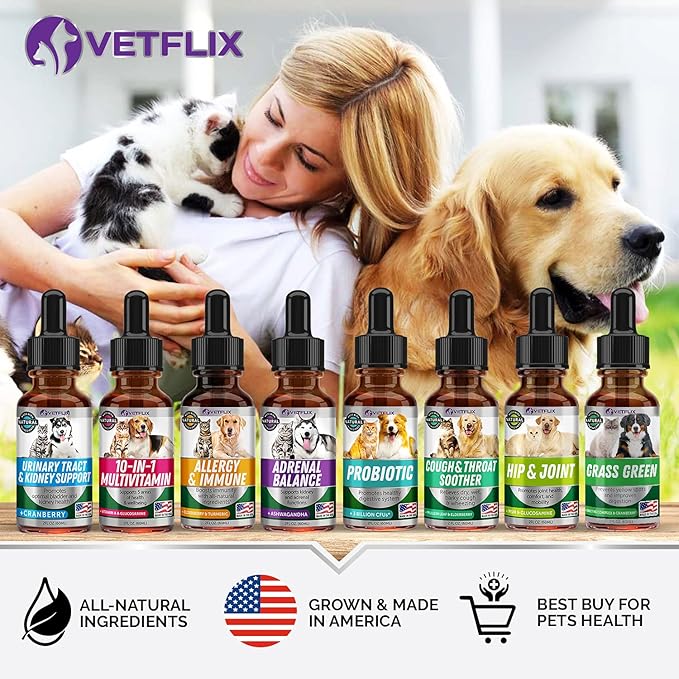 Allergy & Immune Drops for Dogs & Cats - Natural Supplement with Turmeric & Milk Thistle - Seasonal Allergy Relief & Immune Support - 2 Fl Oz