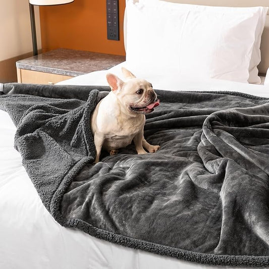 Waterproof Dog Calming Blanket for Big Puppy Reversible Fluffy Pet Blankets for Couch Cover Sofa Blankets Leakproof Cat Blankets for Warm Washable Grey Mat-XL-85x57in
