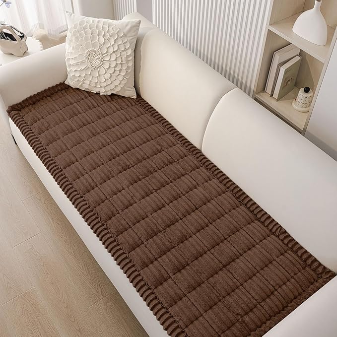 Smiry Couch Cover for Dogs Washable, Non Slip Fuzzy Pet Couch Covers for 3 Cushion Sofa Pet Friendly, Thick Soft Sofa Slipcovers Cushion Protector (Brown, 27.6" x 27.6")
