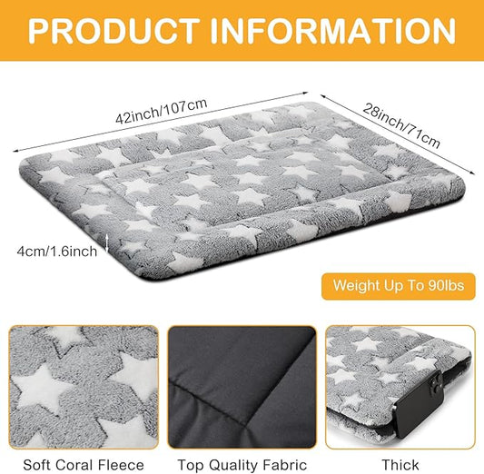 VitalCozy 4 Pcs Winter Dog Crate Pads, Ultra Soft Warm Washable Dog Cat Bed Mat for Pet Crate Comfortable Replaceable Reversible Kennel Pad for Small, Medium, Large Dogs(28 x 42 x 1.6 Inch,Gray)