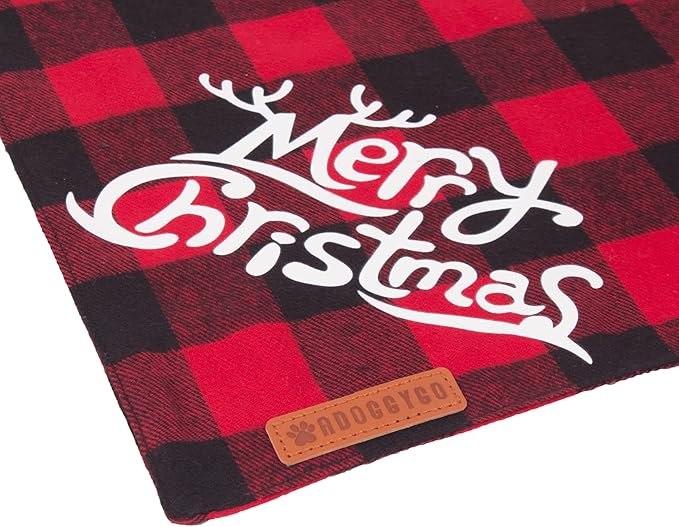 ADOGGYGO Christmas Dog Bandanas, Classic Red Green Plaid Xmas Scarf Triangle Bib, Multiple Sizes Offered, Merry Bandanas for Small Dogs (Small)