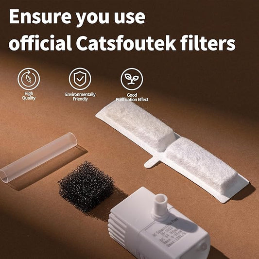 Cat Water Fountain Filters, Catsfoutek Fountains for Cats Indoor 12 Pack Replacement Filters & 12 Pack Replacement Pre-Filter Sponges Set for 74oz/2.2L Automatic Pet Dog Water Dispenser