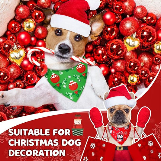 Preboun 100 Pcs Christmas Dog Bandanas Bulk Xmas Bandanas for Dogs Triangle Kerchief Bibs Scarf for Pet Xmas Costume Photo Props Accessories Pet Shops Adoption Events, 25 Styles(19.7 x 13.8 x 13.8)