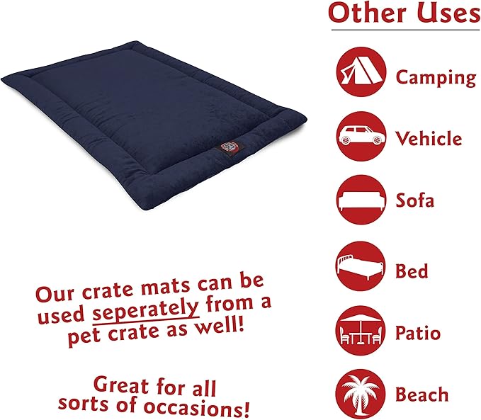 Majestic Pet Orthopedic Memory Foam Dog Crate Mat - Plush Pet Bed Pad for Crates & Kennels | USA Crafted | 36"x23" Villa Navy