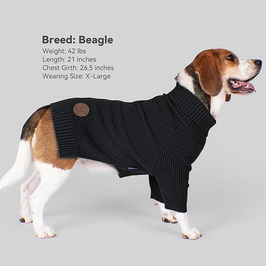 cyeollo 4XL Dog Sweater, Stretchy & Cozy Warm Dog Sweaters for Large Dogs Boy, Pullover Knit Fall Winter Sweatshirt for Giant Breed Big Dogs Clothes, Doberman Great Dane Apparel, Black XXXXL
