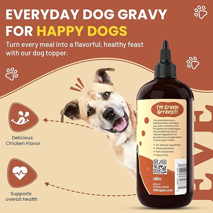 Everyday Dog Gravy - Premium Wet Dog Food Gravy Toppers for Dry Food – Tasty & Nutritious with Essential Vitamins and Supplements – Hip and Joint Supplement (Bacon)