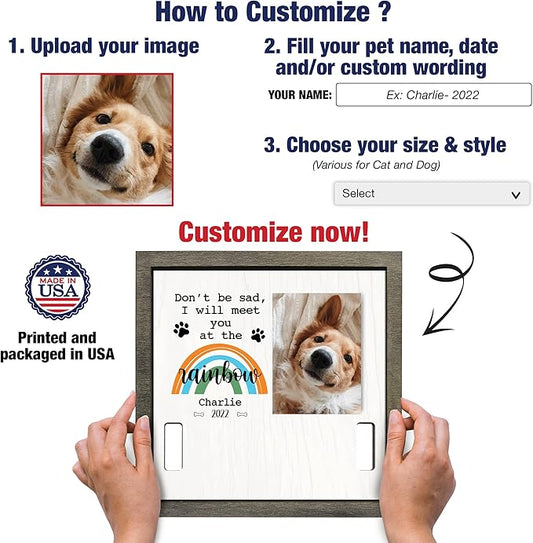 Customized Pet Collar Frame Pet Loss Gifts Rainbow Bridge Memorial Cremation Frame Remembrance Sign Heartfelt Gift Pet Keepsakes Ever Pet Personalized Pet Memorial Gifts Dog Frames Tabletop