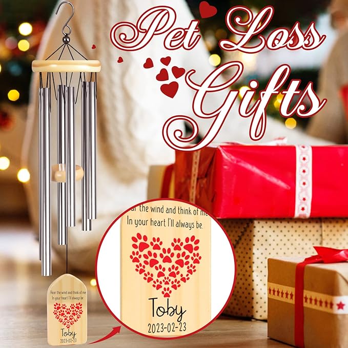 Pet Memorial Gifts, Personalized Pet Memorial Wind Chimes, Pet Loss Gifts, Loss of Pet Sympathy Gift, Dog Memorial Gifts for Loss of Dog, Pet Remembrance Gift in Memory of Dog Cat