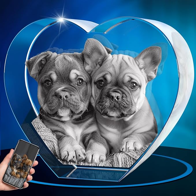 ArtPix 3D Crystal Photo, Christmas Personalized Gifts for Women, Wife, Her, Him, Men, Husband, Grandma, Great Xmas Customized Gift with Your Own Photo, Custom Glass 3D Laser Etched Picture Wedding