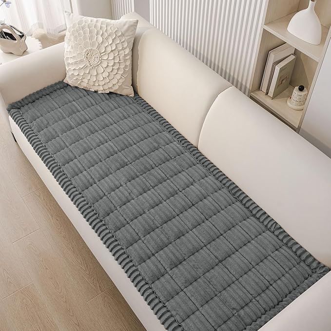 Smiry Couch Cover for Dogs Washable, Non Slip Fuzzy Pet Couch Covers for 3 Cushion Sofa Pet Friendly, Thick Soft Sofa Slipcovers Cushion Protector (Dark Grey, 27.6" x 47")