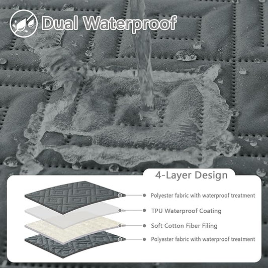 hyha Waterproof Dog Blanket, Soft Dog Bed Cover Pet Blankets, Waterproof Sofa Couch Cover for Dogs Washable, Reversible Pet Couch Covers for Sofa Furniture (52x82 Inch, Dark Grey/Dark Grey)
