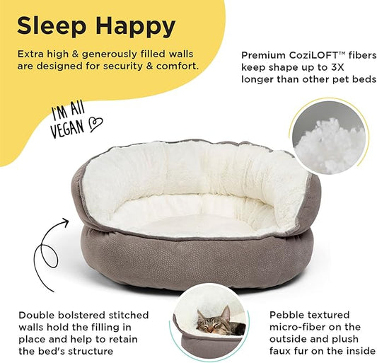 Best Friends by Sheri Pet Throne High Bolster Orthopedic Relief Cat and Dog Bed, Gray, Mini