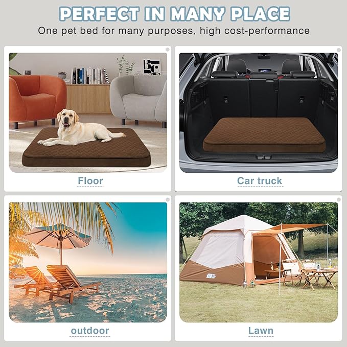 JoicyCo Large Dog Bed, Orthopedic Foam Big Dog Bed Mattress, 40 inch Joint Relief Pet Sleeping Beds, Non Slip Bottom with Removable Washable Cover, Dark Browm