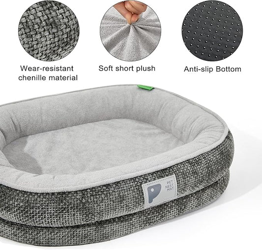 Orthopedic Cat Bed for Puppy & Kitten,Cat Sofa Bed with Egg Crate Foam Four Sided Dog Couch Beds with Removable Cover & Non-Slip Bottom Grey XS