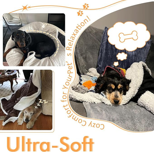 Kritter Planet Dog Blankets for Large Dogs Grey, Soft Fluffy Fleece Pet Blankets for Couch, Sofa, Dog Beds, Car Seats, Creat, Washable, 50x60 inches