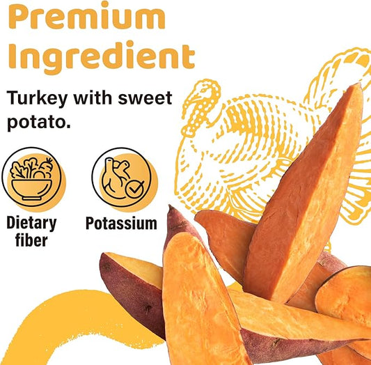 iPaw Turkey Dog Treats, All Natural Human Grade Dog Treat, Suitable for Training chew, US Sourced Raw Material, Hypoallergenic, Rawhide Alternative, Thin Stick (Sweet Potato)