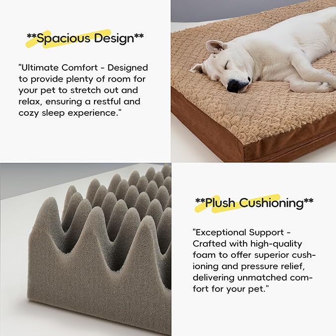 Sytopia Indestructible 44" Dog Bed for Large Dogs – Waterproof, Washable, Removable Cover, Thick Orthopedic Support, Durable Multi- Size Comfort Clearance Indoor Flat Dog Bed