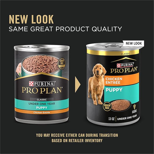 Purina Pro Plan Grain Free Wet Puppy Food, Classic Chicken Entrée - (Pack of 12) 13 oz. Cans