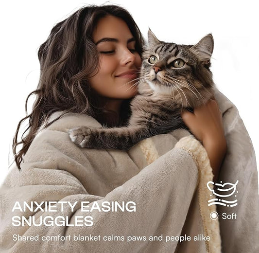 Waterproof Pet Blanket, Liquid Pee Proof Dog Blanket for Sofa Bed Couch, Reversible Sherpa Fleece Furniture Protector Cover for Small Medium Large Dogs Cats, Grey Beige Small(40" x 28")
