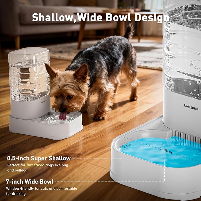 Gravity Dog Water Bowl Dispenser Automatic Pet Water Dispenser for Dogs Gravity Water Bowl for Cats 1 Gallon/3.78L with 6 pcs Filters