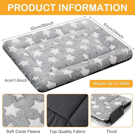 VitalCozy 4 Pcs Winter Dog Crate Pads, Ultra Soft Warm Washable Dog Cat Bed Mat for Pet Crate Comfortable Replaceable Reversible Kennel Pad for Small, Medium, Large Dogs(24 x 36 x 1.6 Inch,Gray)
