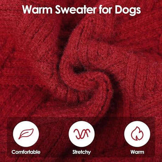 SUNFURA Dog Sweater, Medium Dog Sweaters Doggie Pullover for Fall Winter, Fleece Pet Christmas Sweaters for Holiday, Warm Turtleneck Knitwear for French Bulldog, Boston Terrier, Red M