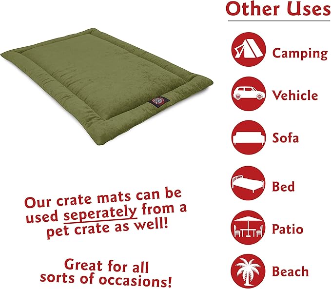 Majestic Pet Dog Crate Mat - Machine Washable Soft Plush Pet Bed Pad for Crates & Kennels | USA Crafted | 30"x21" Villa Fern