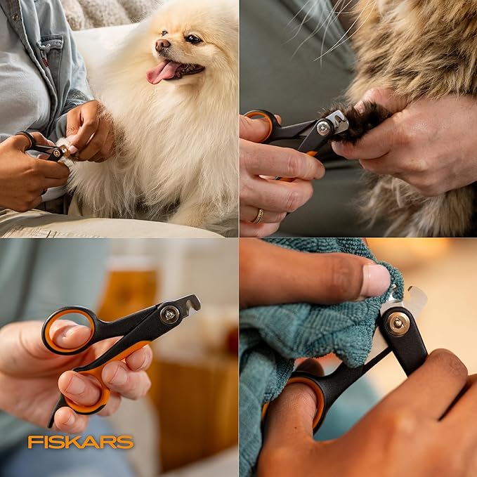 Fiskars Pet Small Pet Nail Clippers, Cat and Dog Nail Clippers, Precision Stainless Steel Blades & SoftGrip Handle, 4.25”, Orange/Black