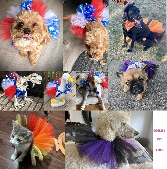 Christmas Pet Tutu Dress for Dogs & Cats - Adjustable Pet Tulle Costume, Small Animal Tutu Skirt for New Year Celebrations (RedGreen, Large)