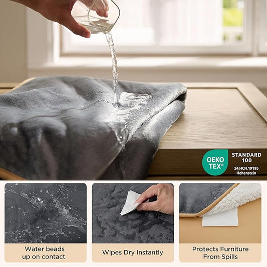 Bedsure Waterproof Dog Blankets for Large Dogs - Large Cat Blanket Washable for Couch Protection, Sherpa Fleece Puppy Blanket, Soft Plush Reversible Throw Furniture Protector, 40"X50", Grey