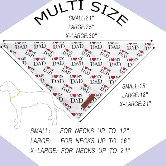 Realeaf Fathers Day Dog Bandanas 2 Pack, Reversible I Love My Dad Pet Scarf for Boy and Girl, Premium Durable Fabric, Bandana for Small Medium Large and Extra Large Dogs (Large)
