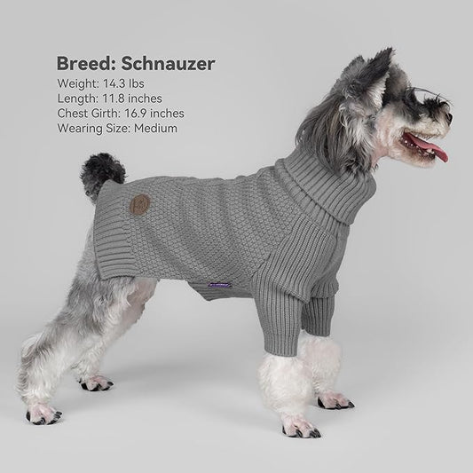 cyeollo Dog Sweater Knitwear Pullover Sweaters with Long Sleeves Turtleneck Fall Winter Dog Clothes Sweaters for Large Dogs, Grey XXXL