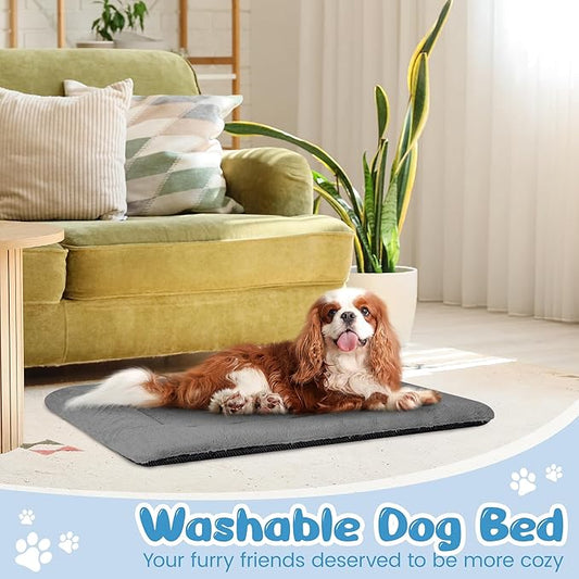 Dog Bed, Dog Crate Mat Washable, Ultra Soft & Anti-Slip S Dogs Bed Fit Dogs Crates & Kennels (Dark Grey, 42.0" L x 28.0" W x 1.5" Th)