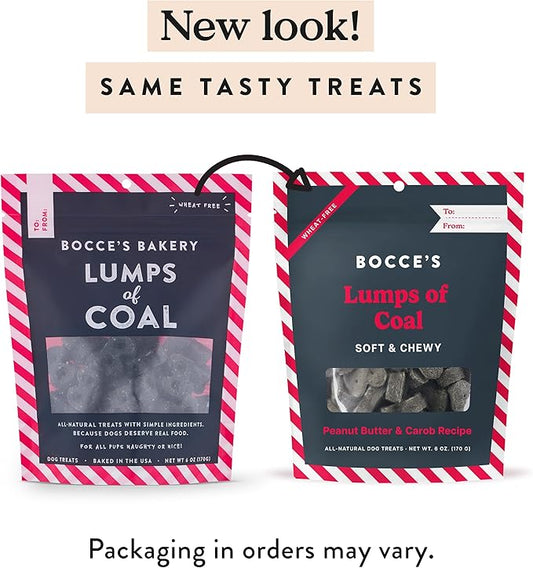 Bocce's Bakery Lumps of Coal Soft & Chewy Dog Treats, All-Natural Wheat-Free Christmas Dog Treats, 6 oz