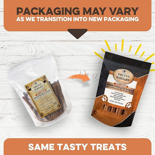 BRUTUS & BARNABY USA Sweet Potato Dog Treats - Crunchy Grain Free Cinnamon Apple Sticks, Promotes Positive Gut Health with Natural Anti-Diarrhea Properties (Cinnamon & Apple, 12 oz)