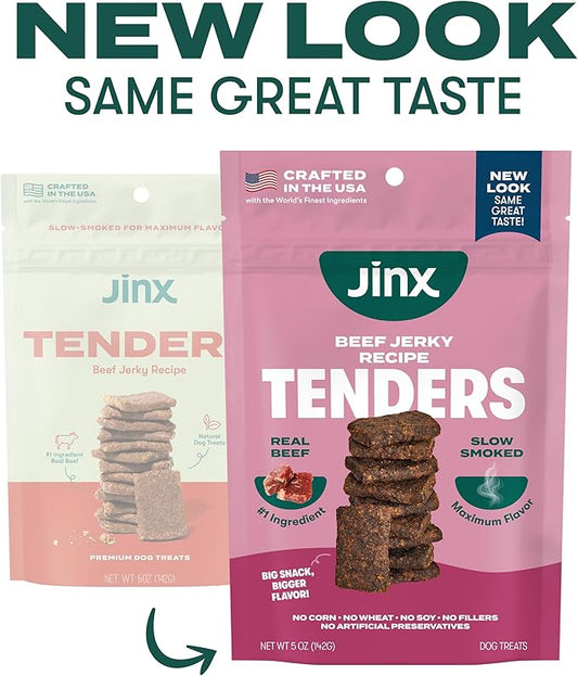 Jinx Beef Tenders Jerky Dog Treats – Soft & Chewy, All Natural Dog Jerky Treats with Grass-Fed Beef - Pet Products for All Dogs (Puppies, Adults & Seniors) - 5oz