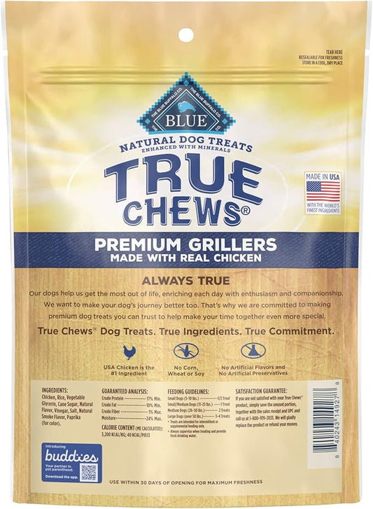 Blue Buffalo True Chews Premium Grillers Natural Dog Treats, Chicken 12 oz bag