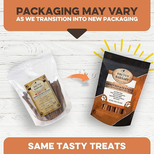 BRUTUS & BARNABY USA Sweet Potato Dog Treats - Grain Free, Cinnamon Pumpkin Crunchy Sticks are Great Tasting, Promotes Positive Dog Gut Health with Natural Anti-Diarrhea Properties,(2lb Bag)