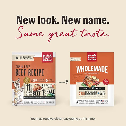 The Honest Kitchen Wholemade™ Dehydrated Grain Free Beef Dog Food, 4 lb Box