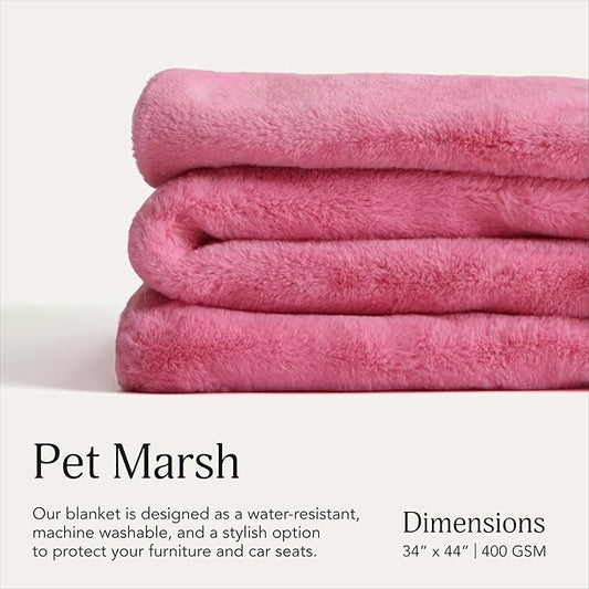 UnHide Lil’ Pet Marsh – Faux Fur Pet Blanket – Extra Soft, Lightweight, Washable Dog Blanket – Comfort and Protection for Couch, Crate, or Bed – Hot Pink