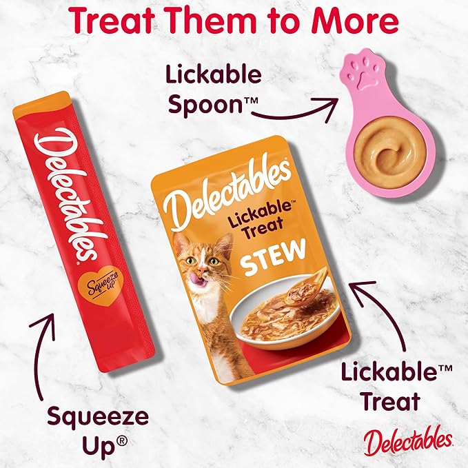 Delectables Lickable Spoon Handheld Wet Cat Treats Made with Real Salmon, Quick & Easy Creamy Puree, Mess Free, Grain-Free, No Added Fillers, No by-Products, No Added Preservatives, Salmon 32ct