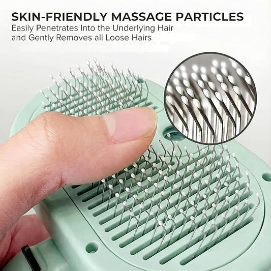 3-in-1 Anti-Static Pet Steam Brush for Dogs & Cats - Steam Clean, Calming Massage & Self-Cleaning Hair Ejection, Quick Heat-Up, USB-C Rechargeable, Low-Noise Deshedding & Dematting - Green