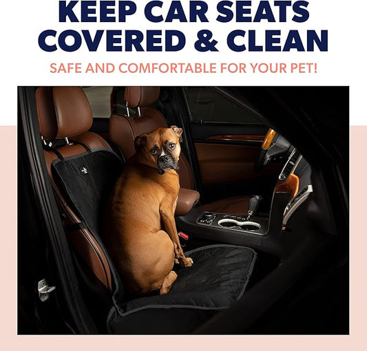Active Pets Dog Car Seat Cover, Waterproof Front Seat Protector for SUV Truck Sedan, Pet Safety Travel Comfort System with Universal Fit, Black