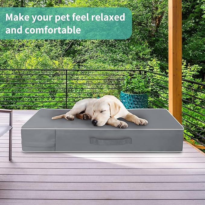 COSHNIBI Dog Bed Covers Replacement Washable,Waterproof Dog Bed Cover with Zip and Carry Handle for Dog/Cat 41''Lx29''Wx4''H-Grey