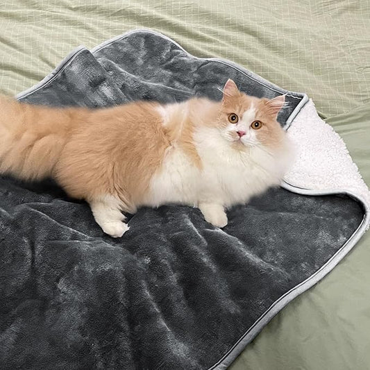 Waterproof Blanket for Bed Couch Sofa, Soft Liquid Pee Proof Pet Blanket for Dog Puppy Cat, Reversible Sherpa Fleece Furniture Protector (Dark Grey, 30x40 inches)