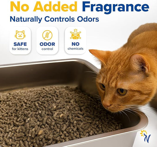 Naturally Non Allergic Pellet Clumping Cat Litter - 100% Natural Sunflower Hulls, Sunflower Scent, 22 lb