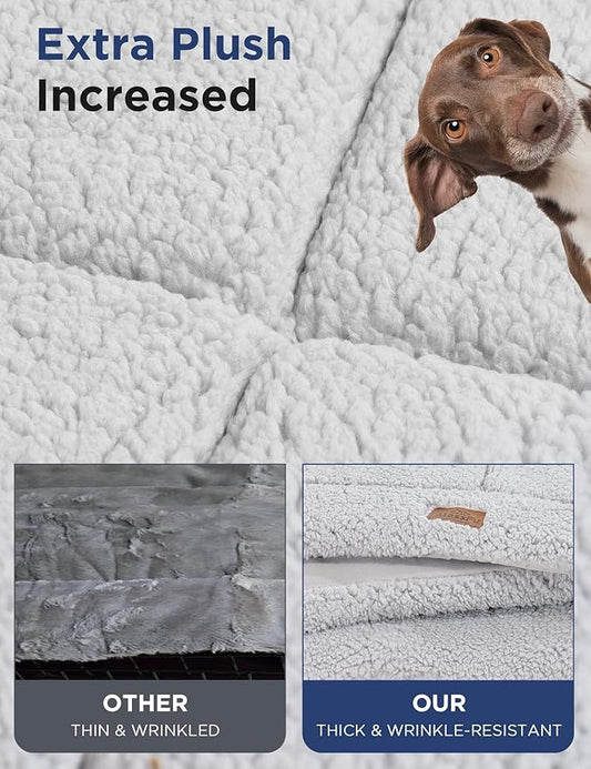 Dog Beds Crate Pad for Large Dogs, Reversible & Washable Non-Slip Kennel Pet Mat, Soft Plush and High Density Foam Cat Bed for Indoor & Outdoor Use, 35" x 23", Gray