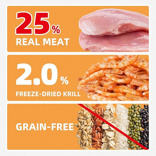 Just Try 16 OZ Krill & Chicken Cat Treats - Freeze-Dried Shrimp Snacks with Omega-3, Crunchy Cat Treats for Skin & Coat Health, Dental Care & Training Treats