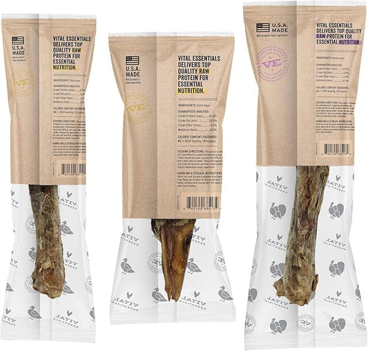 Vital Essentials Freeze-Dried Raw Bar Poultry Bundle | Duck Head, Duck Neck, Turkey Neck | Single Ingredient Dog Treat & Natural Chews | Made in USA | 3 Pack
